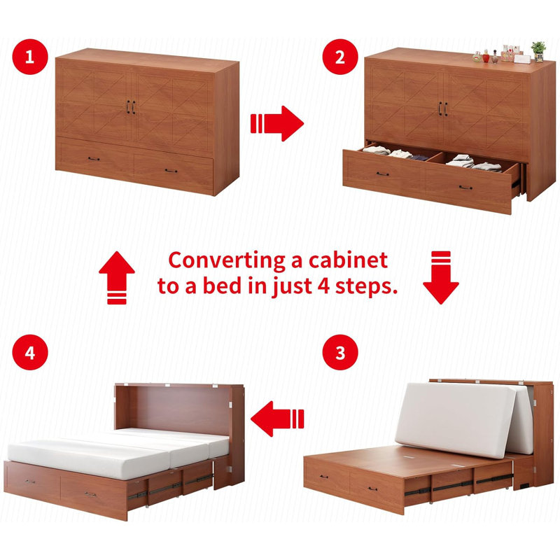 Gracie Oaks Anabel Solid Wood Murphy Storage Bed & Reviews Wayfair